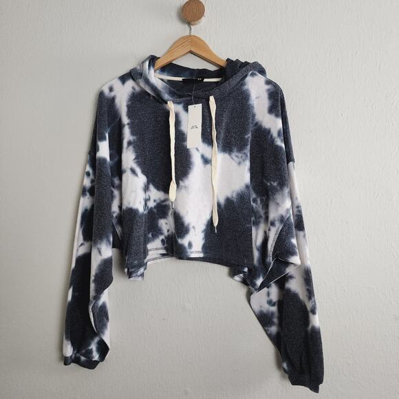 NEW Urban Outfitters Out From Under Jenny Tie Dye Cropped Hoodie Sweatshirt L - Picture 1 of 11